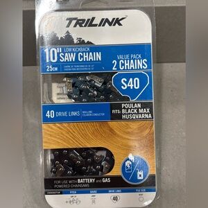 Chainsaw 10" Low Kickback Saw Chain 2 Pack TRILINK S40 for Battery & Gas Powered